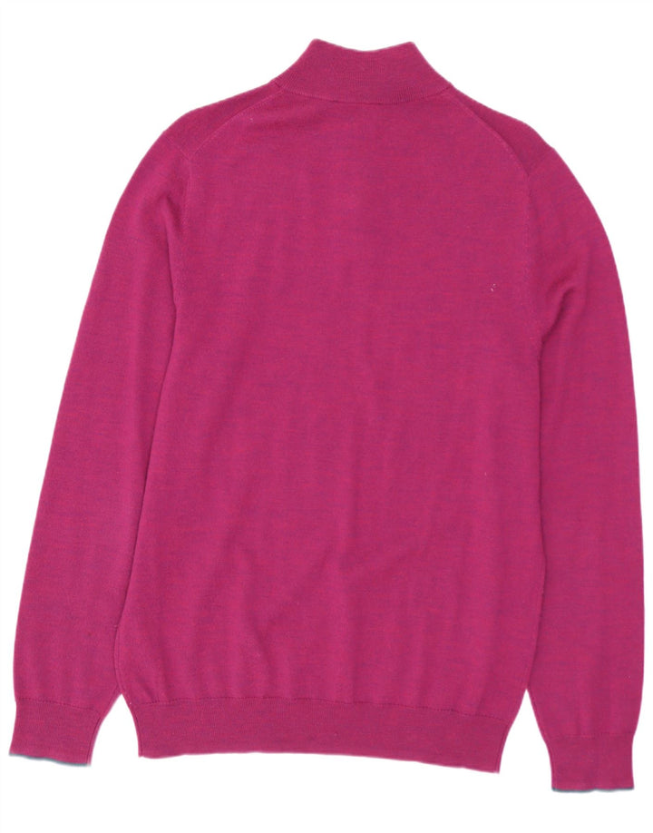 White Stuff Mens Zip Neck Jumper Sweater Medium Pink Wool