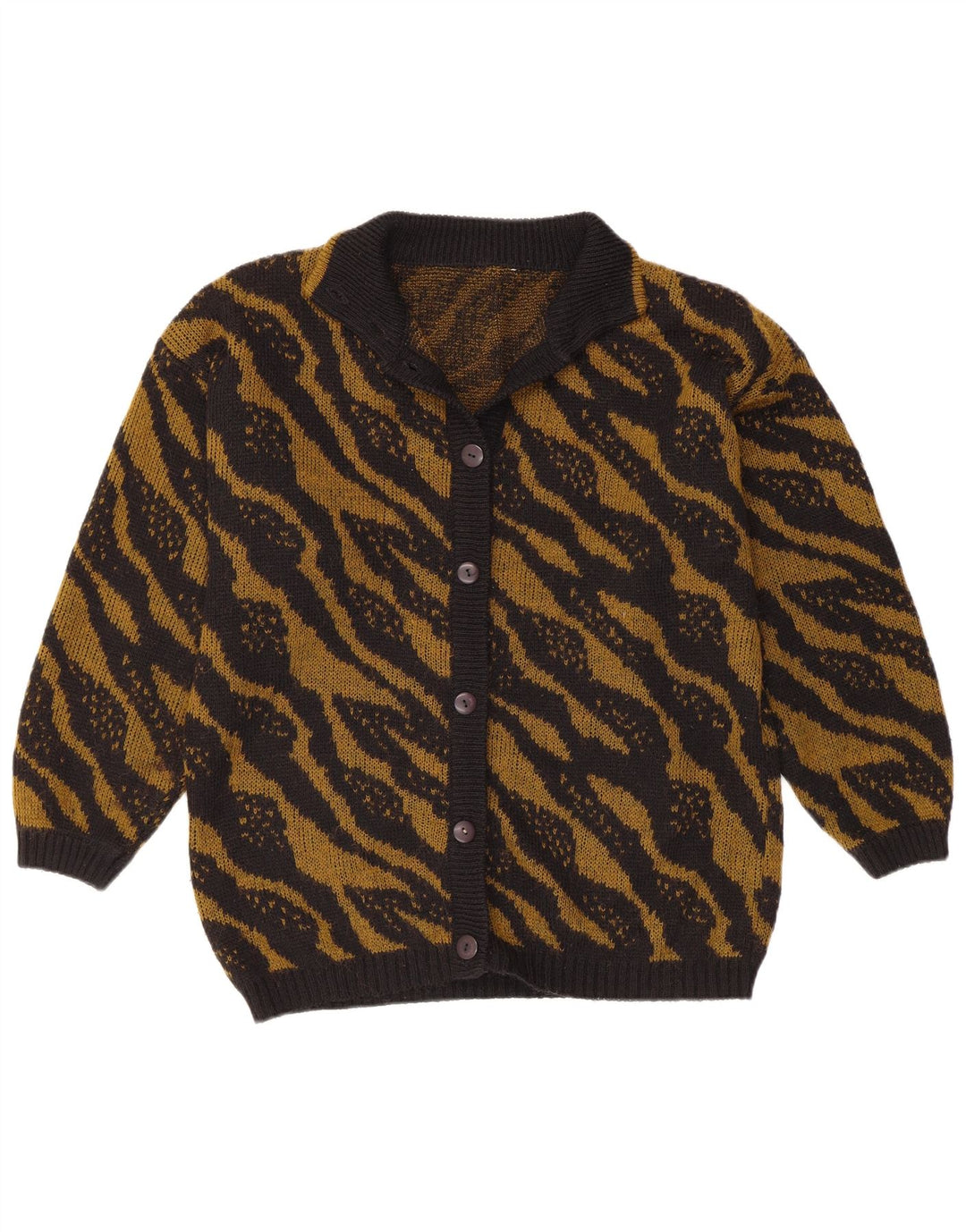 VINTAGE Womens Cardigan Sweater UK 16 Large Black Striped