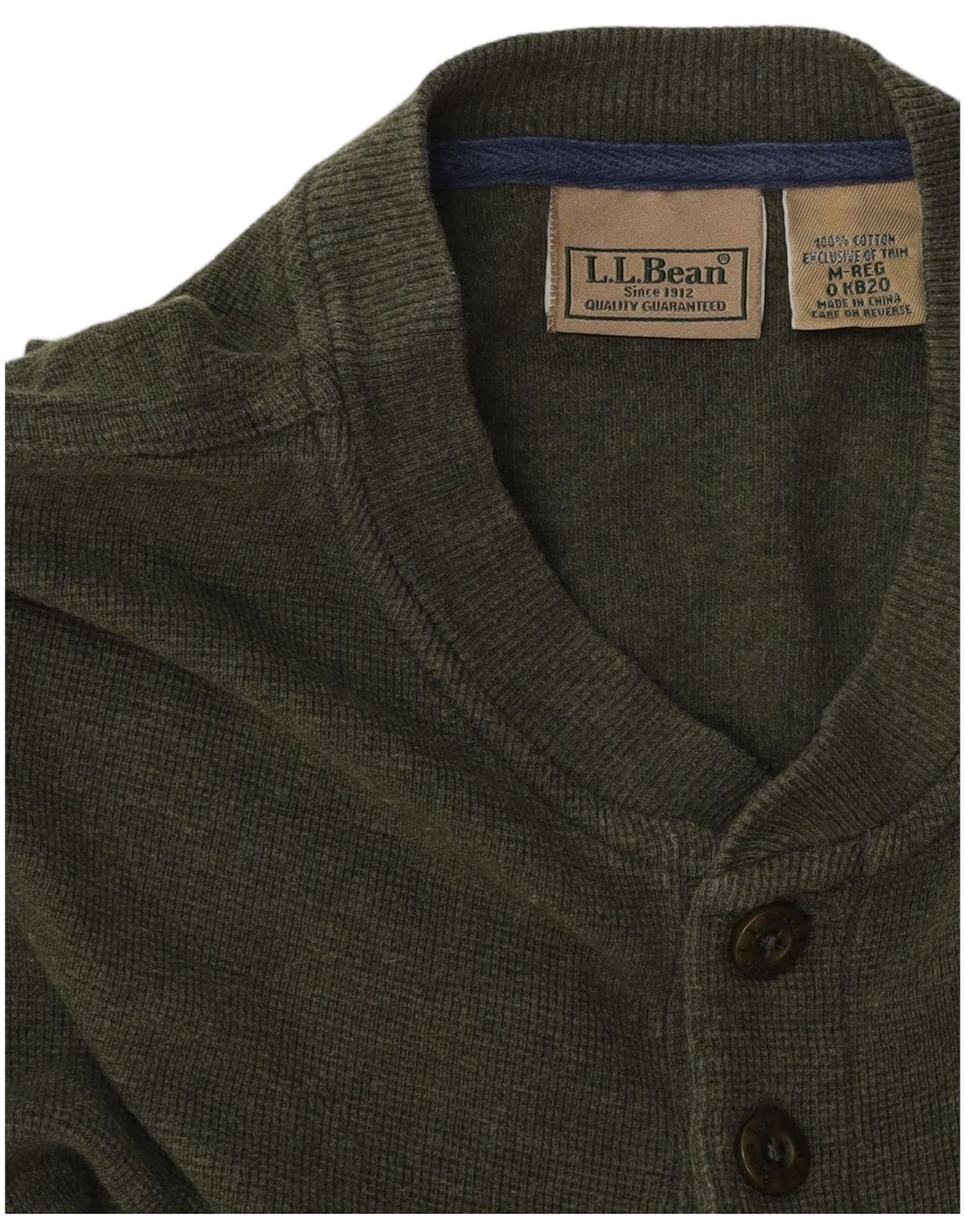 L.L.BEAN Mens Top Long Sleeve Medium Green Cotton