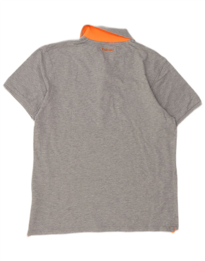 REFRIGUE Mens Polo Shirt Large Grey Cotton