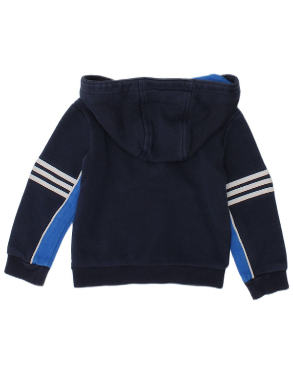 ADIDAS Baby Boys Zip Neck Hoodie Jumper 12-18 Months Navy Blue Colourblock