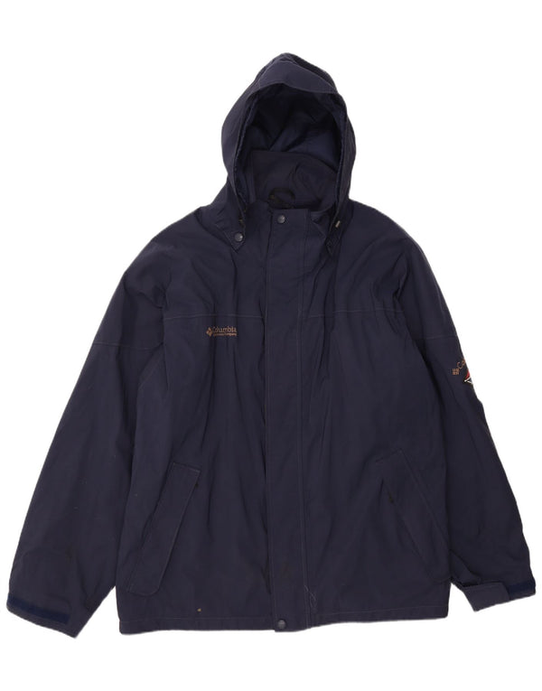 Columbia Mens Hooded Oversized Windbreaker Jacket UK 42 XL Navy Blue Nylon