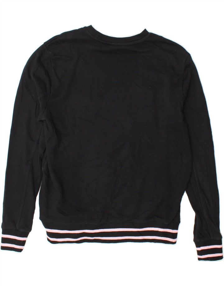 FILA Womens Oversized Graphic Sweatshirt Jumper UK 14 Medium Black Cotton Vintage Fila and Second-Hand Fila from Messina Hembry 