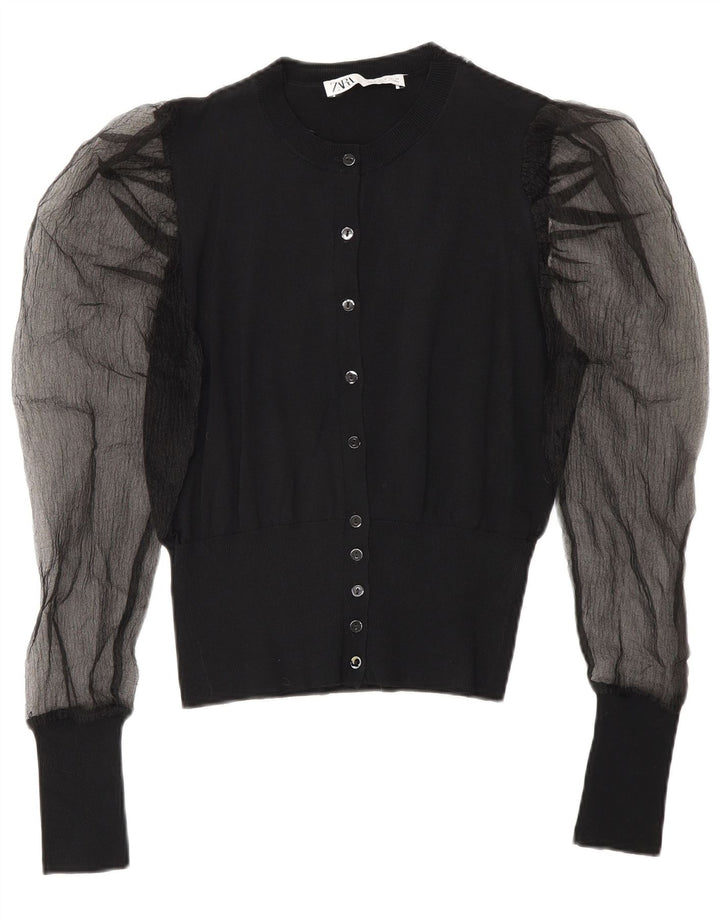 Zara Womens Cardigan Top Medium Black Viscose