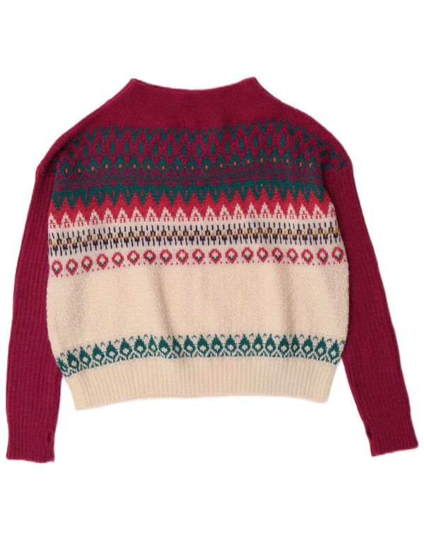 Benetton Womens Turtle Neck Jumper Sweater UK 14 Medium Burgundy Acrylic