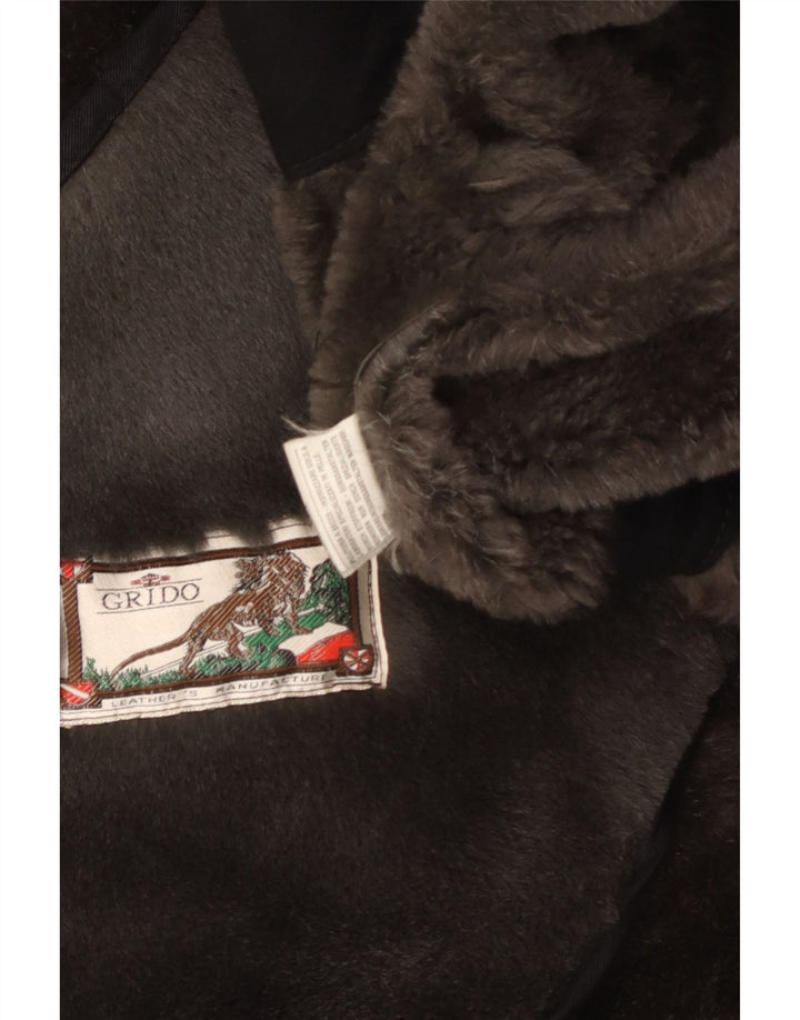 Vintage Mens Shearling Overcoat UK 40 Large Brown Leather