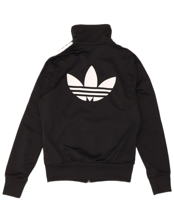 Adidas Womens Graphic Tracksuit Top Jacket UK 14 Medium Black Sports