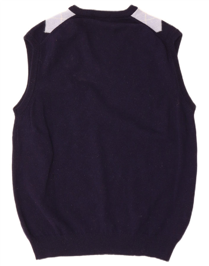 ST MICHAEL Mens Vest Tank Top IT 52/54 Large Navy Blue Argyle/Diamond