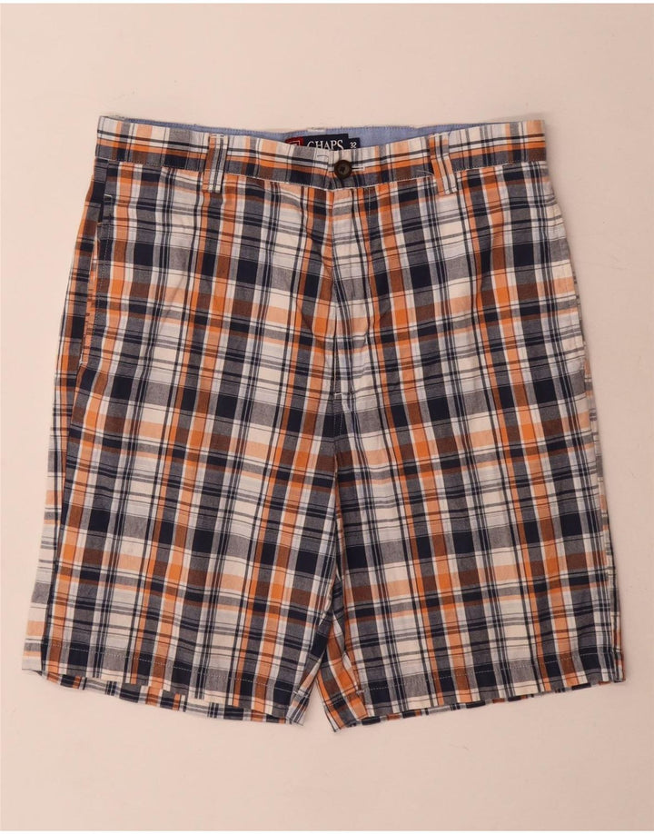 Chaps Mens Chino Shorts W32 Medium Navy Blue Check