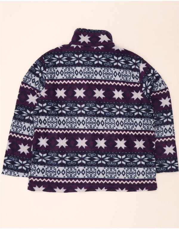 VINTAGE Womens Fleece Jacket UK 22 3XL Purple Fair Isle Viscose