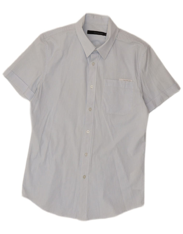 Calvin Klein Jeans Mens Graphic Short Sleeve Shirt Small Blue Pinstripe