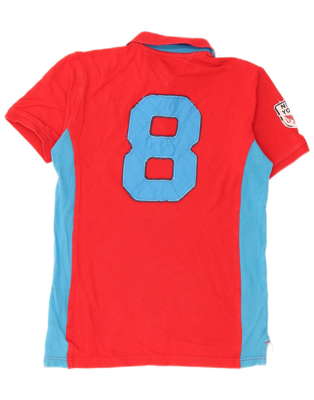 TOMMY HILFIGER Boys Graphic Polo Shirt 15-16 Years XL Red Colourblock
