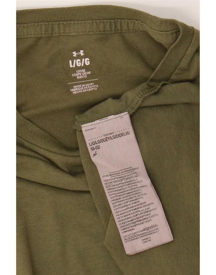 Under Armour Mens T-Shirt Top Large Khaki Cotton