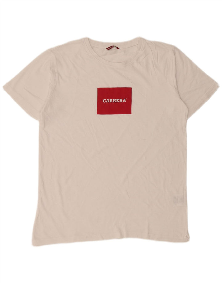 Carrera Mens Graphic T-Shirt Top Medium White Cotton