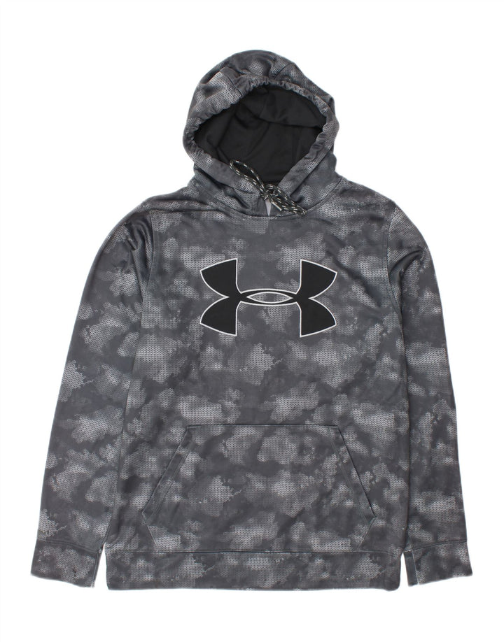 UNDER ARMOUR Mens Graphic Hoodie Jumper Small Grey Camouflage Polyester Vintage Under Armour and Second-Hand Under Armour from Messina Hembry 