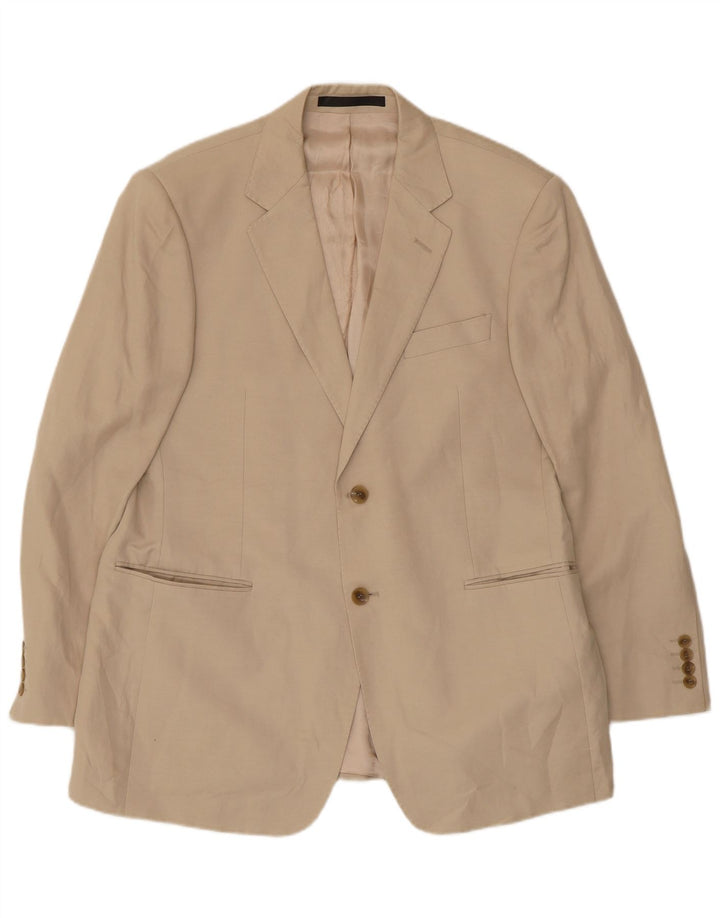 MARKS & SPENCER Mens 2 Button Blazer Jacket UK 42 Large Beige Silk