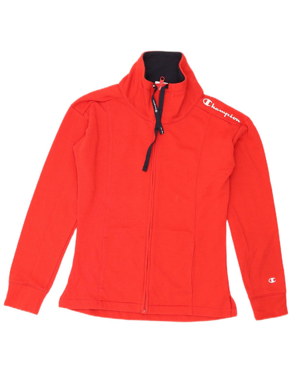 Champion Womens Graphic Tracksuit Top Jacket UK 12 Medium Red Cotton