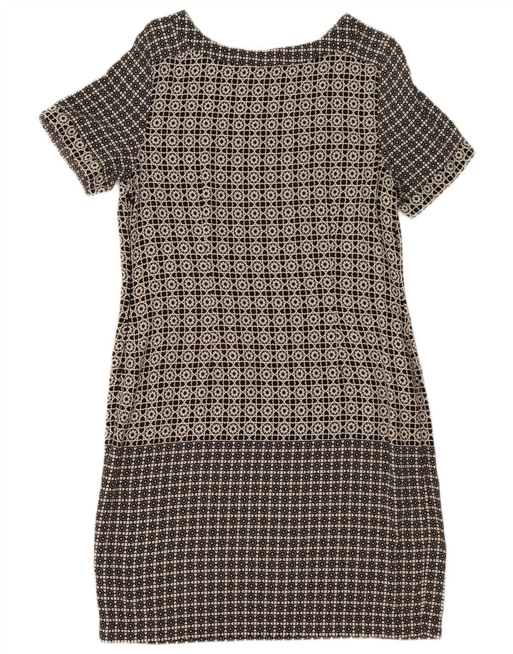 MARKS & SPENCER Womens Shift Dress UK 14 Large Black Geometric Viscose