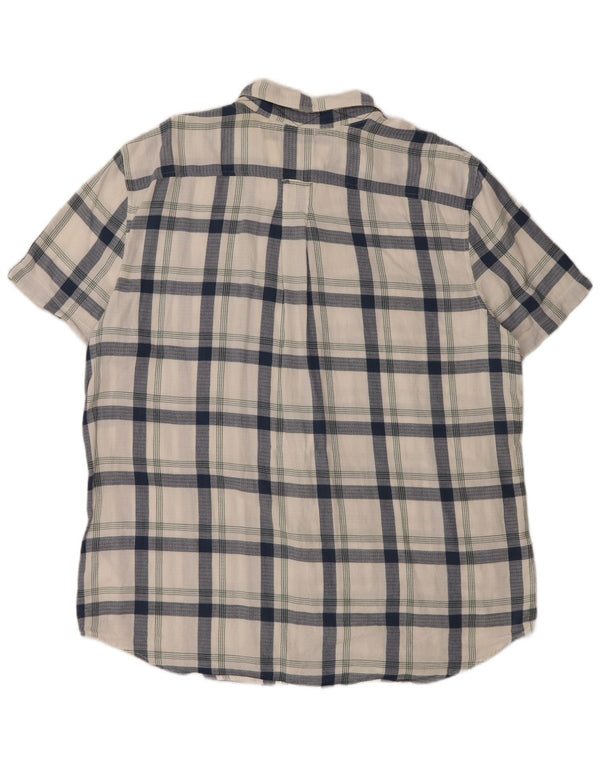 TIMBERLAND Mens Slim Fit Short Sleeve Flannel Shirt 3XL Blue Check Cotton