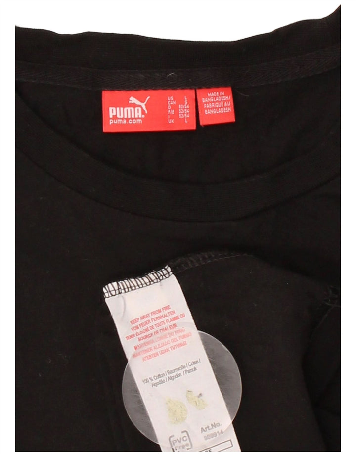 PUMA Mens T-Shirt Top Large Black Cotton