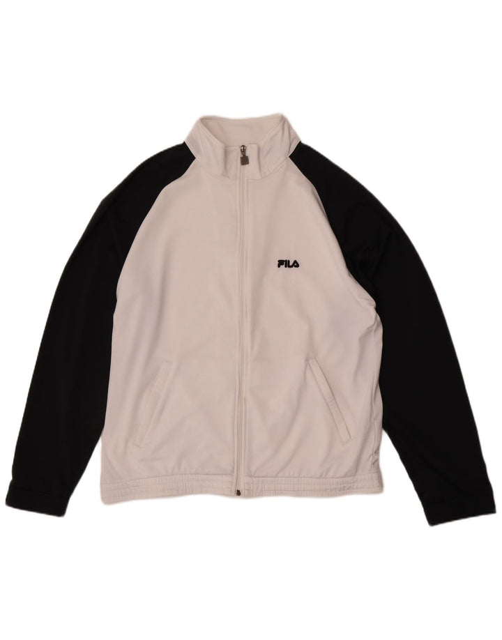Fila Mens Tracksuit Top Jacket Medium White Colourblock Polyester