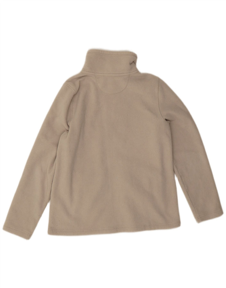 Dkny Womens Graphic Fleece Jacket UK 14 Medium Beige Polyester