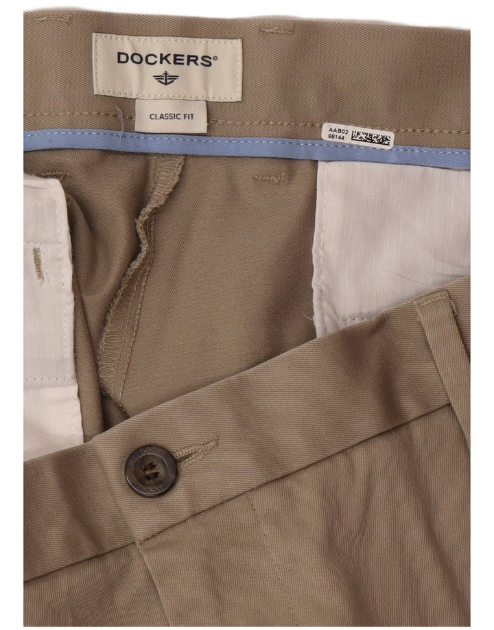DOCKERS Mens Classic Fit Chino Trousers W38 L29 Beige Cotton Classic