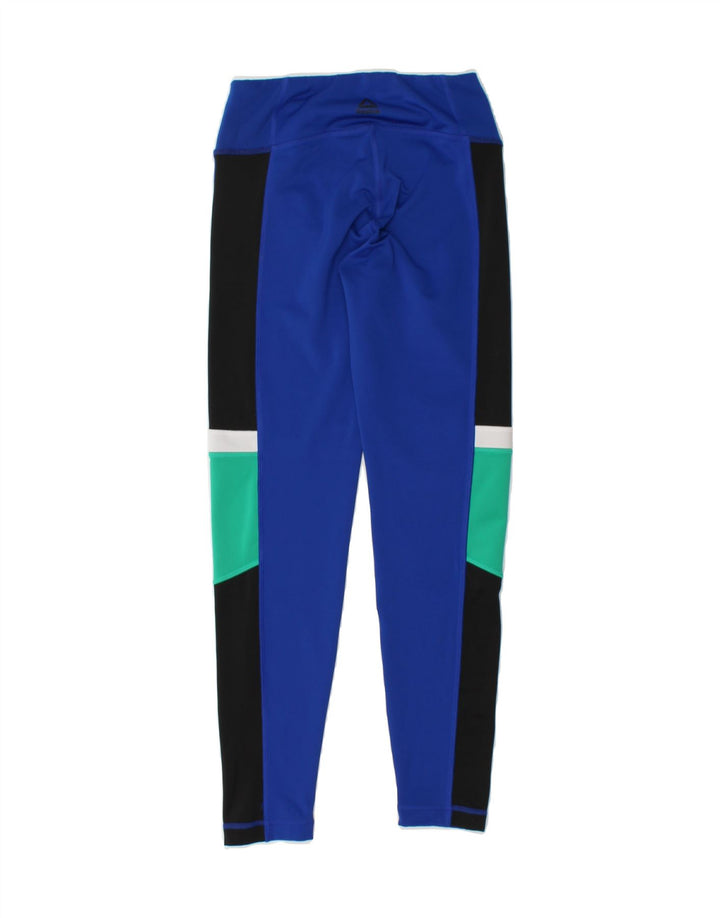 REEBOK Womens Leggings UK 8/10 Small Blue Colourblock Vintage Reebok and Second-Hand Reebok from Messina Hembry 
