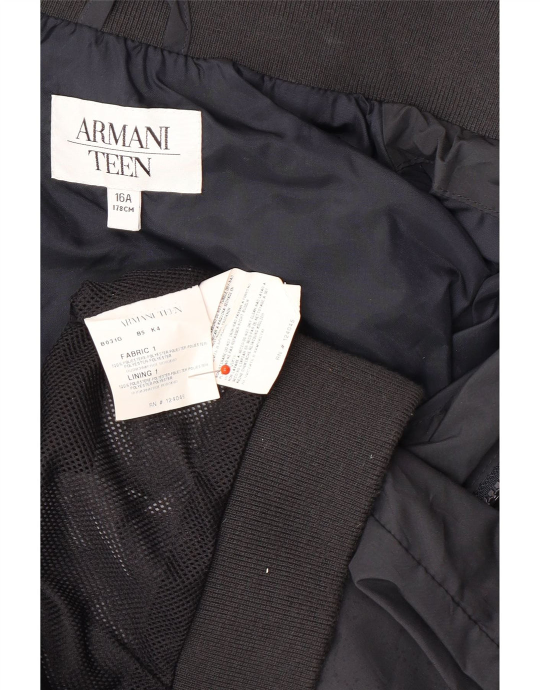 ARMANI TEEN Boys Bomber Jacket 15-16 Years Black Polyester