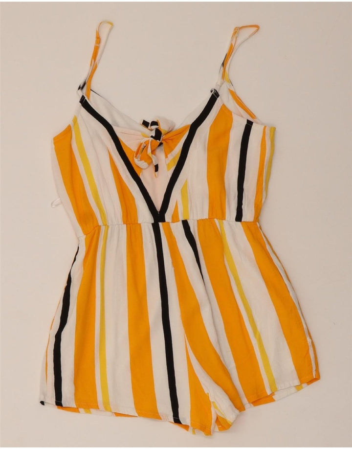 TALLY WEIJL Womens Playsuit UK 12 Medium Yellow Striped Vintage Tally Weijl and Second-Hand Tally Weijl from Messina Hembry 