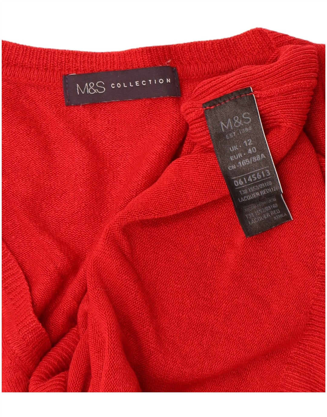 MARKS & SPENCER Womens V-Neck Jumper Sweater UK 12 Medium Red Acrylic