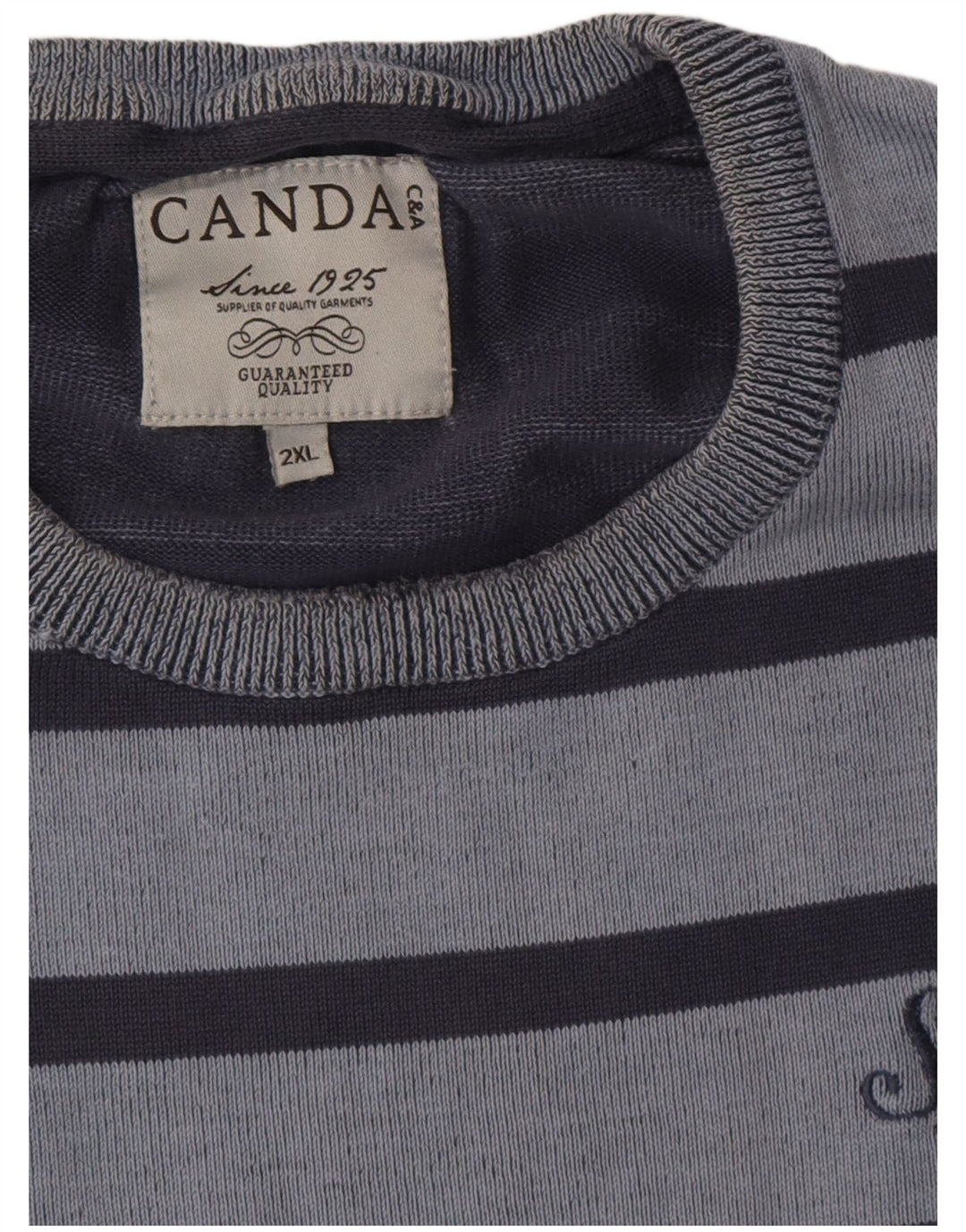 Canda Mens Crew Neck Jumper Sweater 2XL Blue Striped