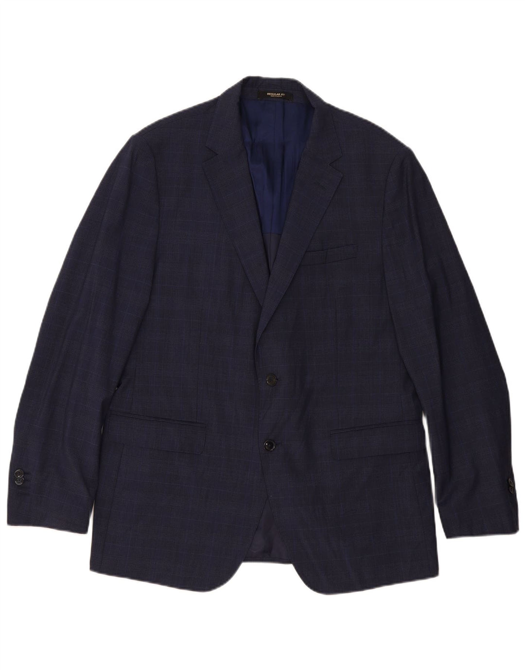 MASSIMO DUTTI Mens 2 Button Blazer Jacket EU 56 XL Navy Blue Houndstooth