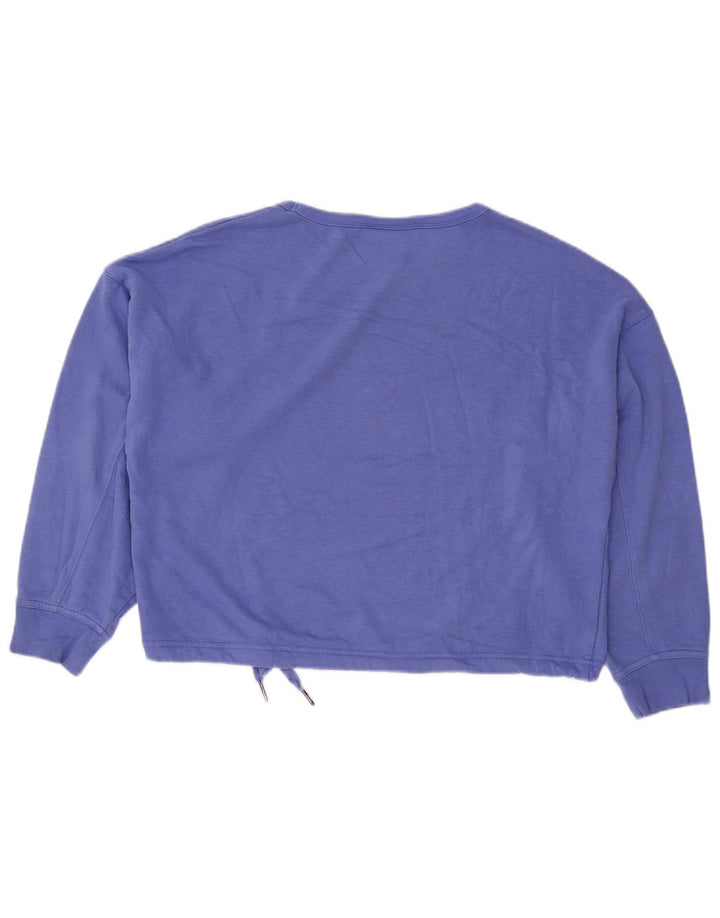 CHAMPION Womens Crop Oversized Sweatshirt Jumper UK 14 Medium Blue