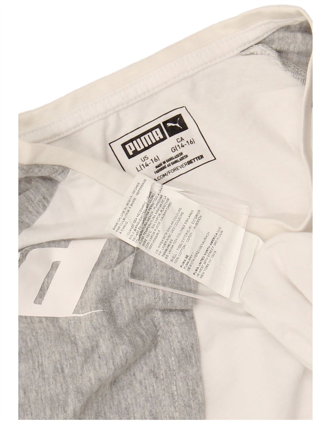 PUMA Boys Graphic T-Shirt Top 12-13 Years Large White Colourblock Cotton