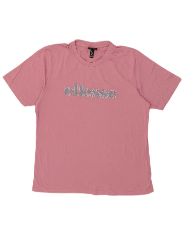 Ellesse Womens Graphic T-Shirt Top UK 16 Large Pink Cotton
