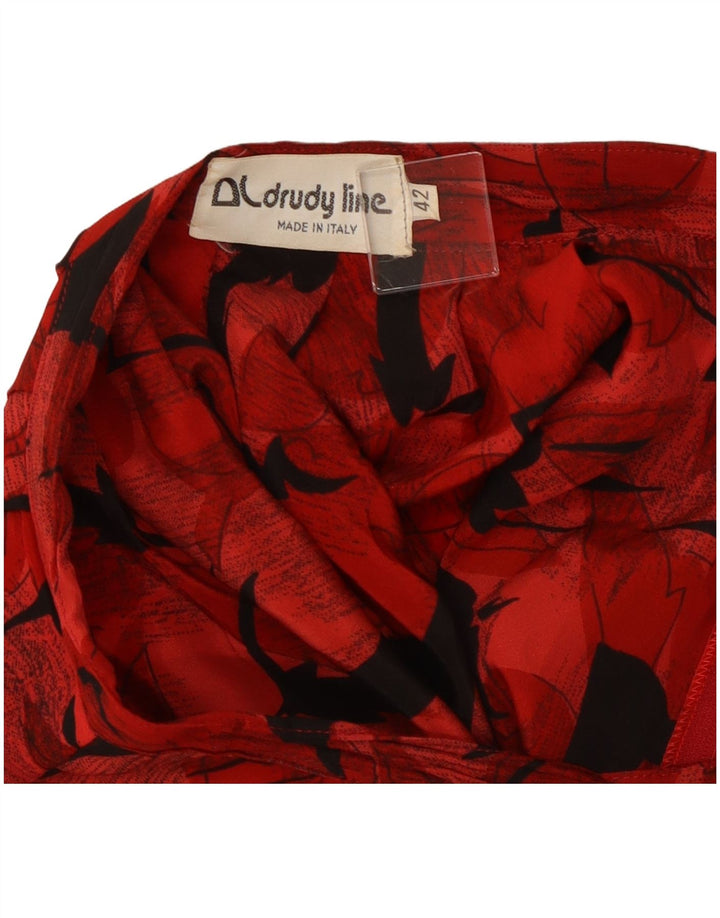 Vintage Womens Abstract Pattern Pleated Skirt IT 42 Medium W26 Red Classic