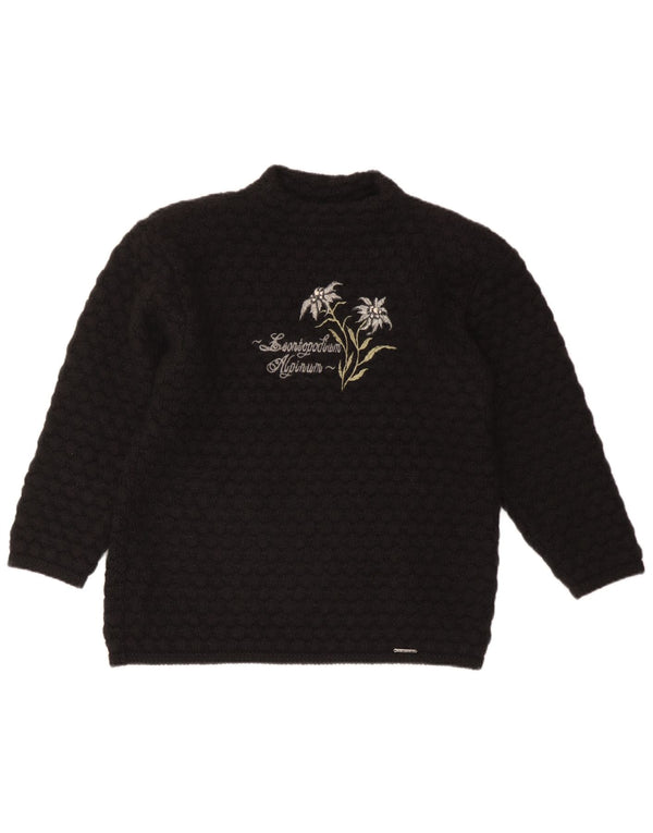 GEIGER Womens Graphic Turtle Neck Jumper Sweater EU 36 Small Black Floral
