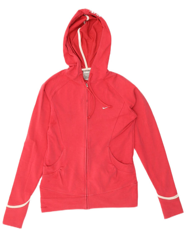 Nike Womens Studio Zip Hoodie Sweater UK 8/10 Small Red Cotton