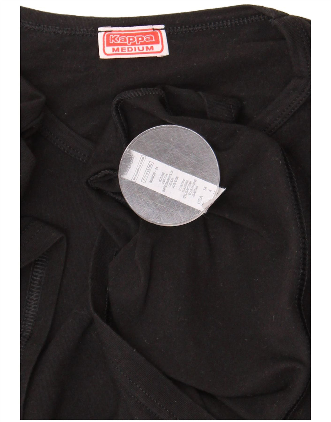 Kappa Mens T-Shirt Top Medium Black Cotton