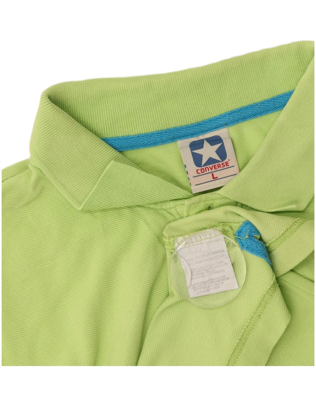 CONVERSE Mens Polo Shirt Large Green Cotton