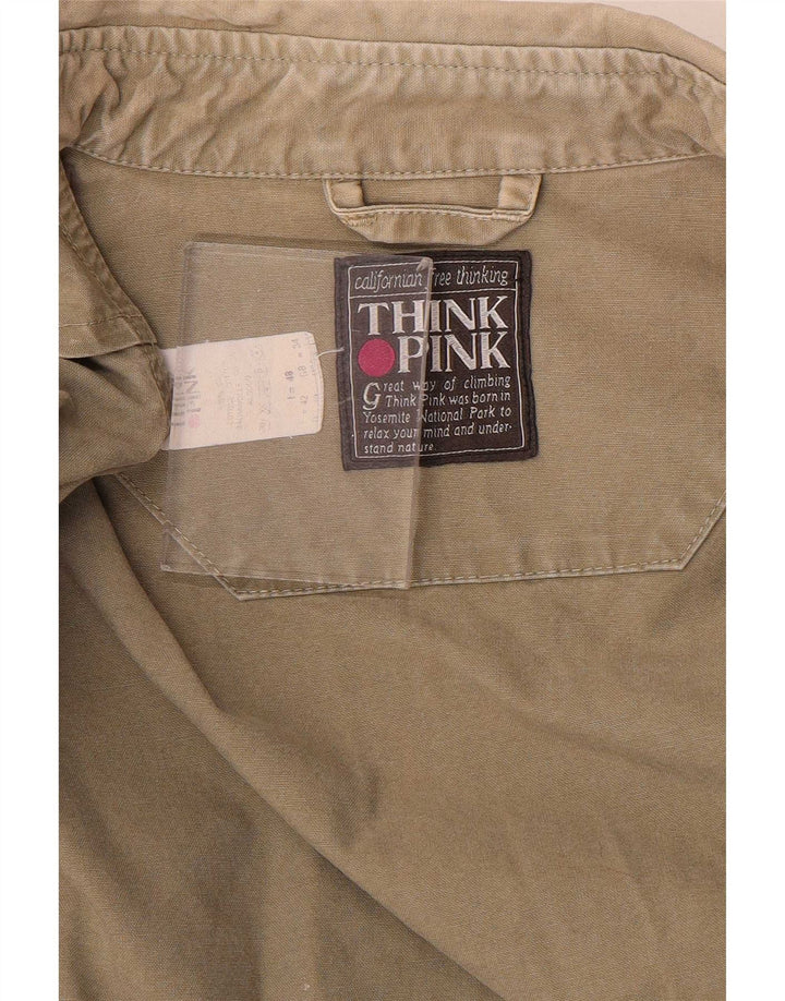 Think Pink Mens Utility Jacket UK 34 XS Khaki Cotton