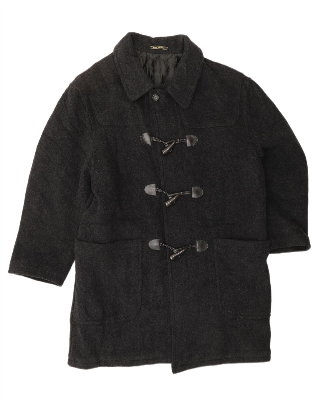 VINTAGE Mens Duffle Coat UK 46 3XL Grey Wool