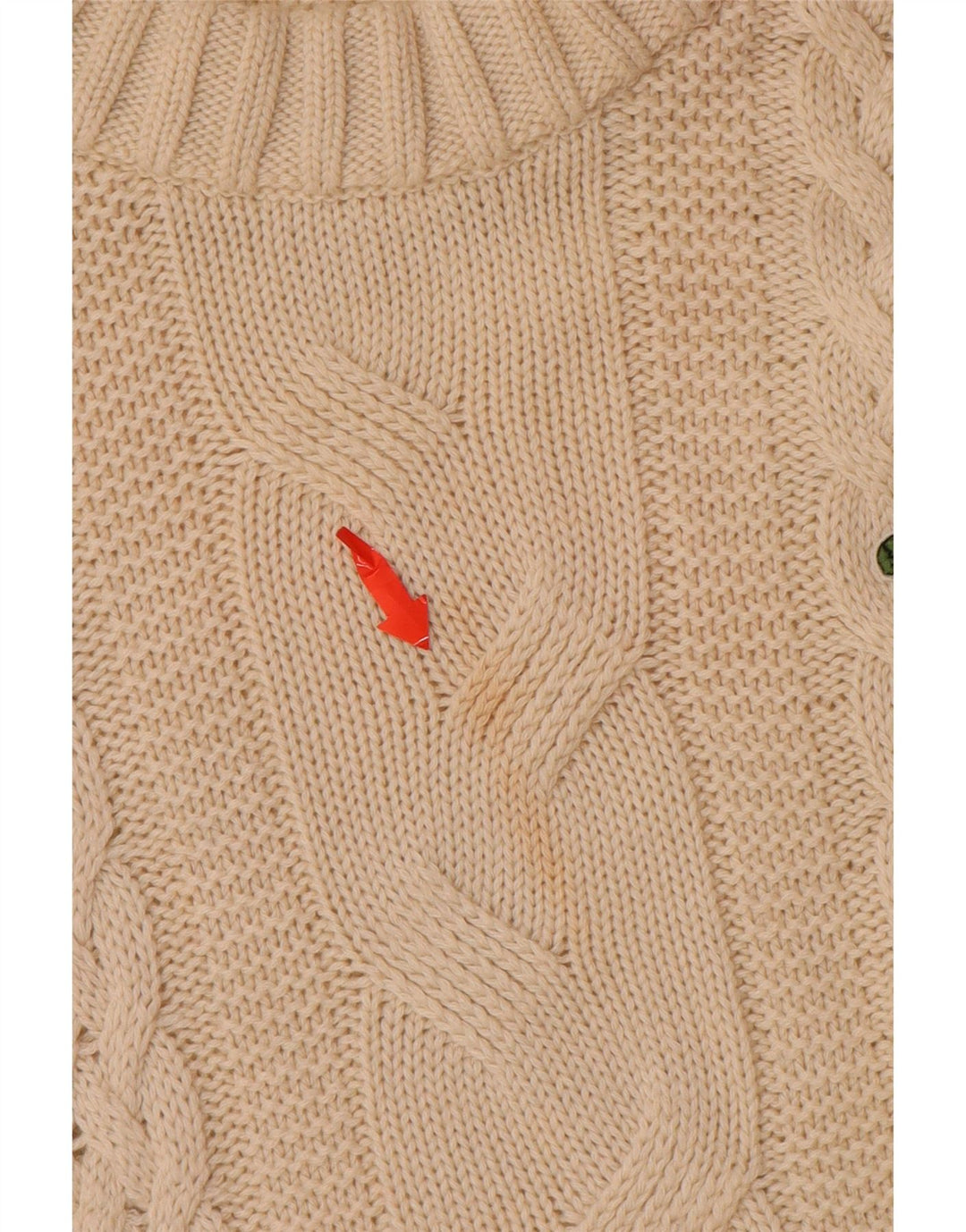 LACOSTE Womens Crew Neck Jumper Sweater Size 38 Medium Beige Wool