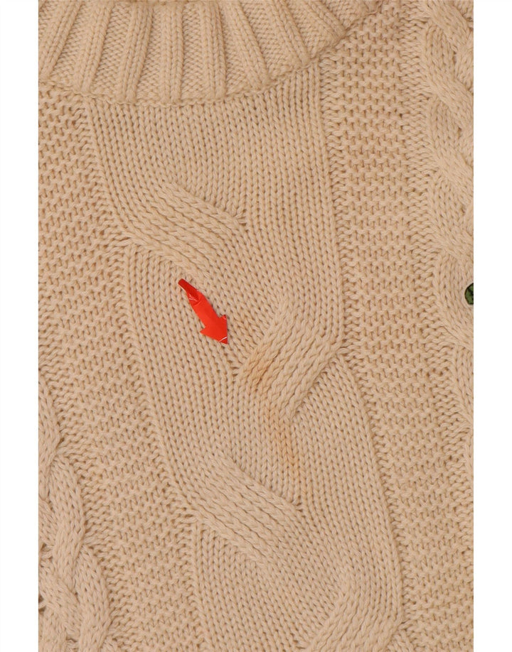 LACOSTE Womens Crew Neck Jumper Sweater Size 38 Medium Beige Wool