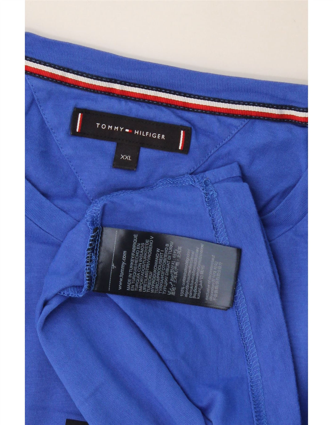 TOMMY HILFIGER Mens Graphic T-Shirt Top 2XL Blue Cotton