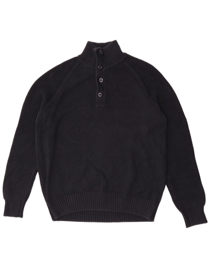 Marks & Spencer Mens Button Neck Jumper Sweater Large Navy Blue