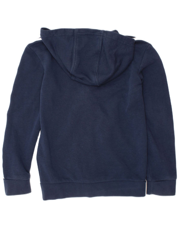 ADIDAS Boys Zip Hoodie Sweater 7-8 Years Navy Blue Cotton