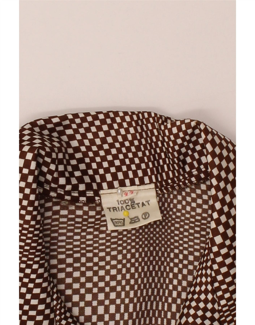 VINTAGE Womens Short Sleeve Shirt IT 44 Medium Brown Geometric Vintage Vintage and Second-Hand Vintage from Messina Hembry 