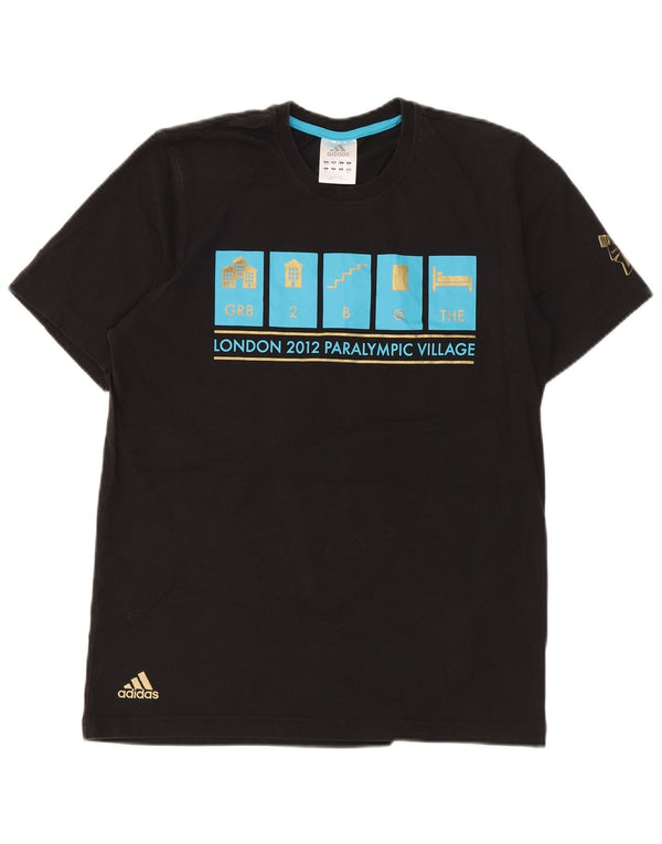 Adidas Mens Graphic T-Shirt Top Medium Black Cotton